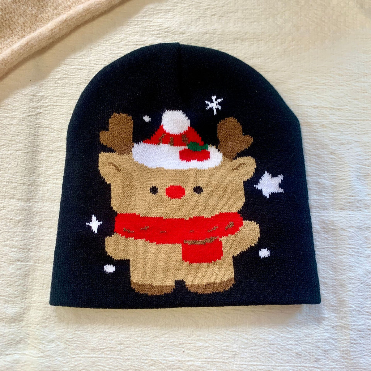 Santa Claus Print Warm Christmas Knit Beanie 6W6HAT837