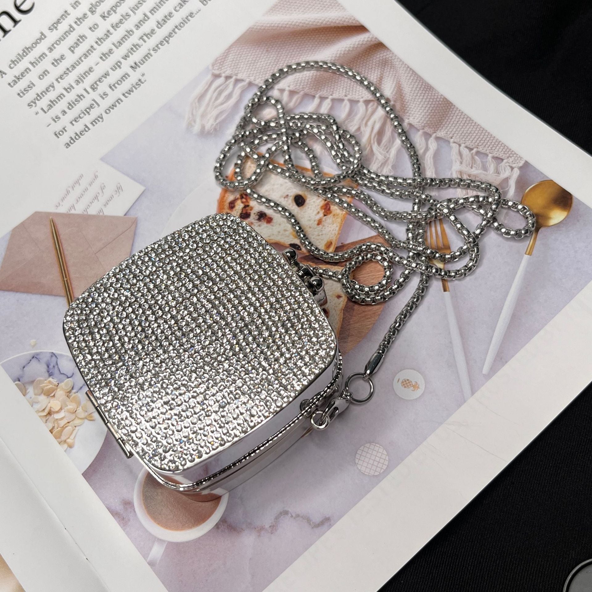 Glitter Rhinestone Acrylic Mini Apple Crossbody Bag 6W10BBG1736