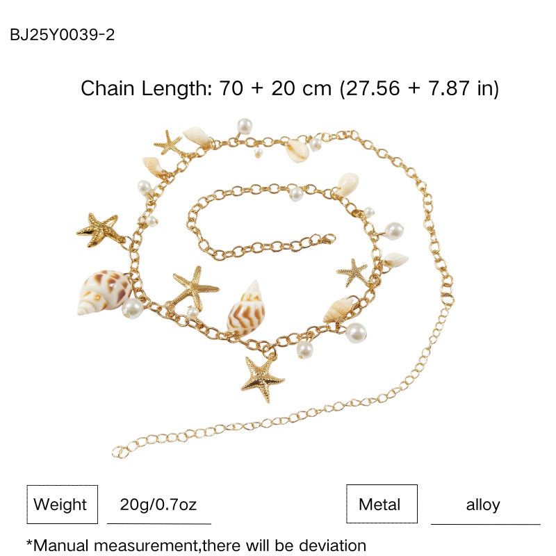 Simple Gold Plated Shell Starfish Waist Chain 8ZA6JBC86T