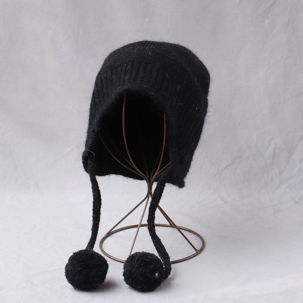 Simple Cute Pom-Pom Earflap Knit Beanie 6W6HAT692