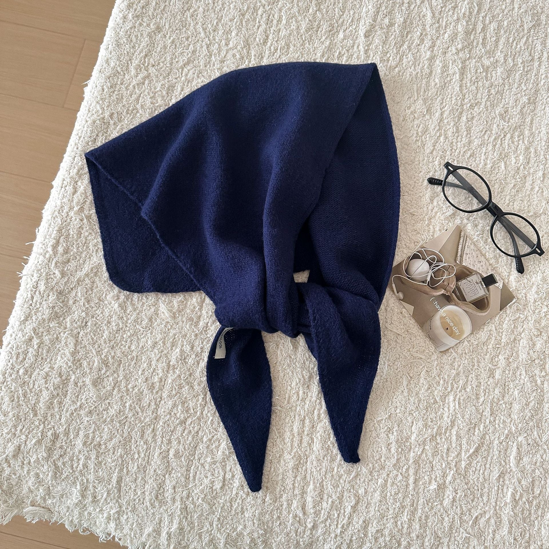 Trendy Solid Color Knit Headscraf Triangle Scarf 6W6NSC91