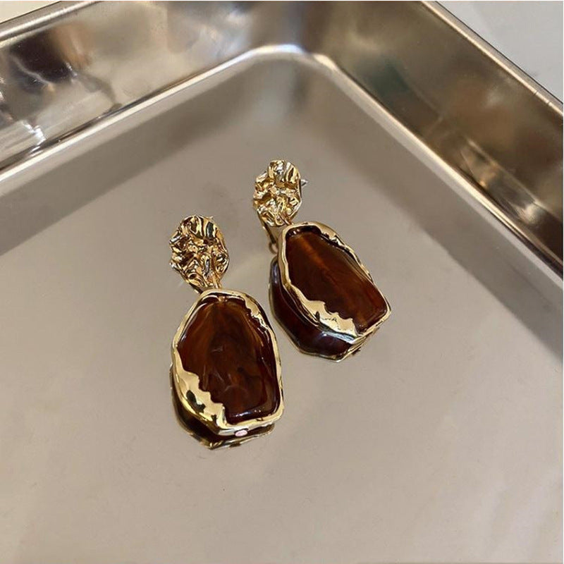 Vintage Gold Irregular Crystal Drop Earrings DP25D822