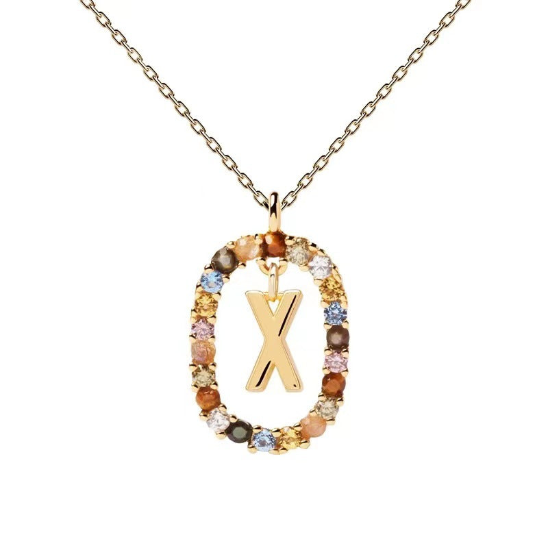 Colorful CZ Letter Pendant - DippedShop Wholesale - #7283