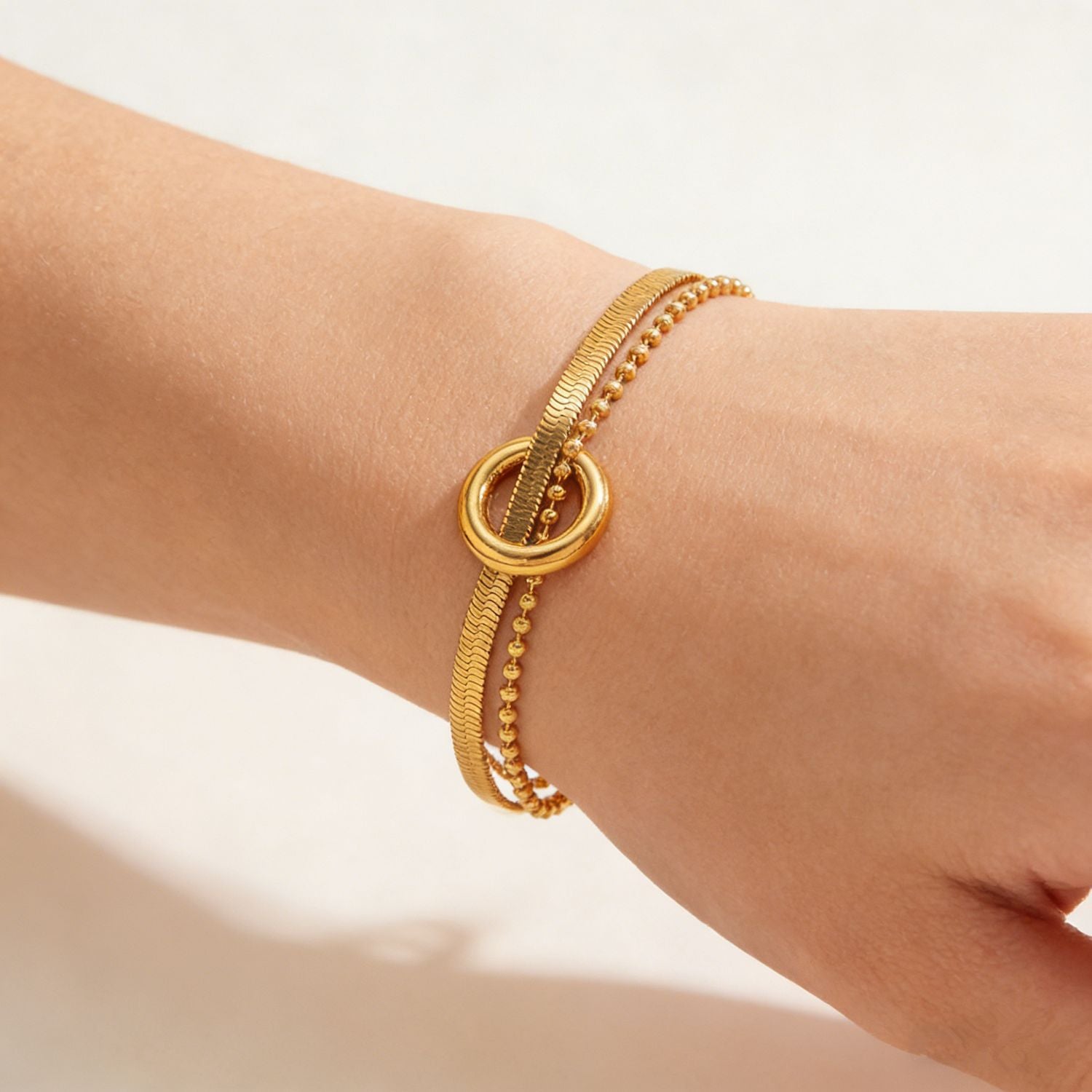 Trendy Cubic Zirconia Double-Layer Chain Bracelet 6W6JBR512