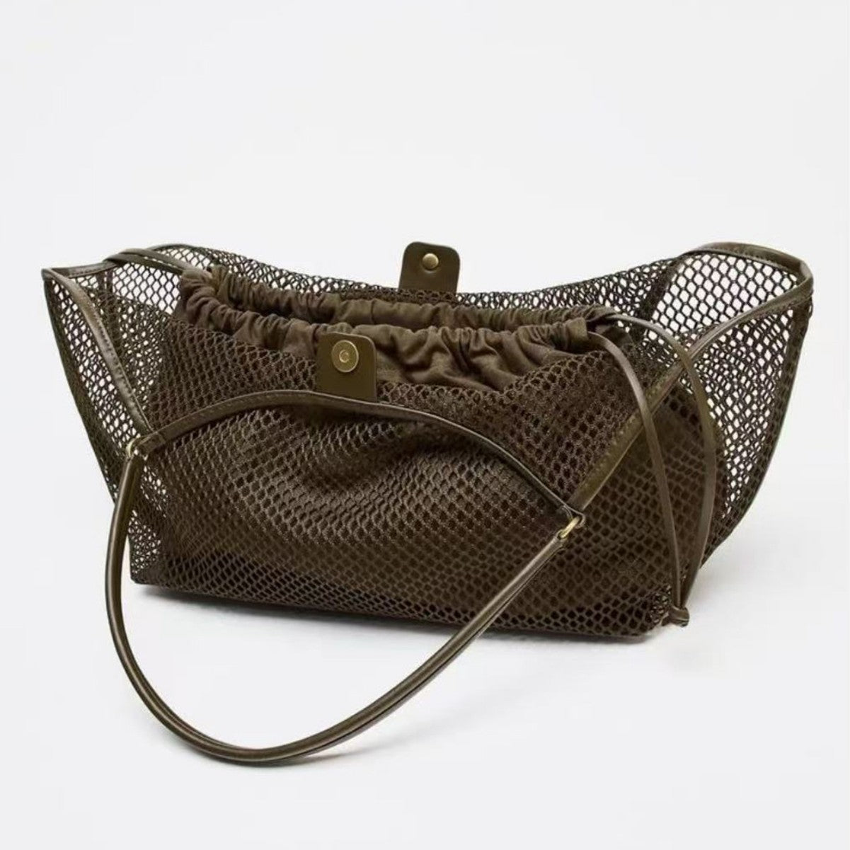 Minimalist Solid Color Hollow Straw Woven Shoulder Bag MK2BCR6W10BBG20