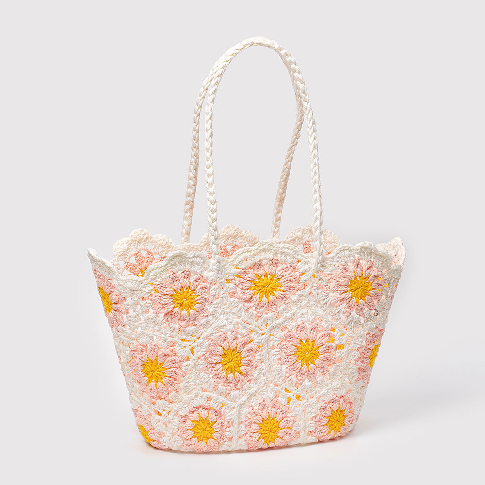 Flower Crochet Beach Bag - DippedShop Wholesale - #4483