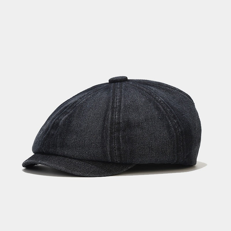 Trendy Denim Solid Color Newsboy Cap Beret MK2BW6W6HAT104