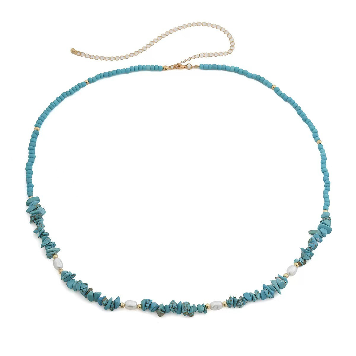 Boho-Style Irregular Stones Pearl Waist Belt 8ZA6JBC63L