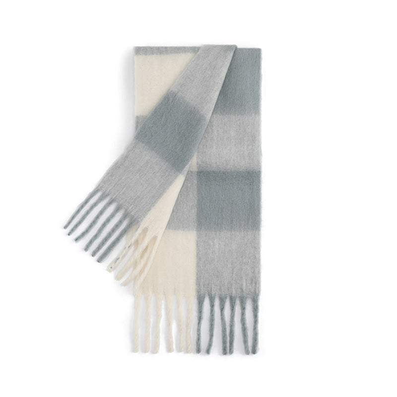 Color Block Plaid Tassel Scarf - DippedShop Wholesale - #4195