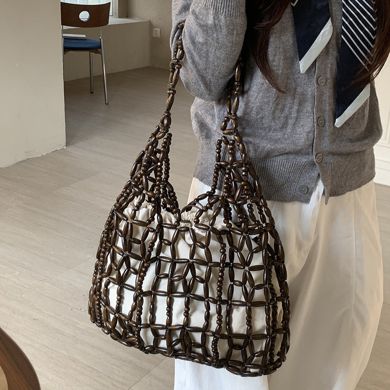 Wooden Beaded Tote Bag - DippedShop Wholesale - #2339