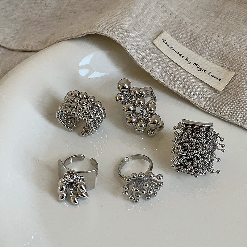 Chunky Exaggerated Silver Statement Rings DP25F764