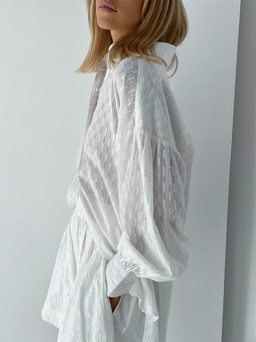 Jacquard Puff Sleeve Set - DippedShop Wholesale - #2371