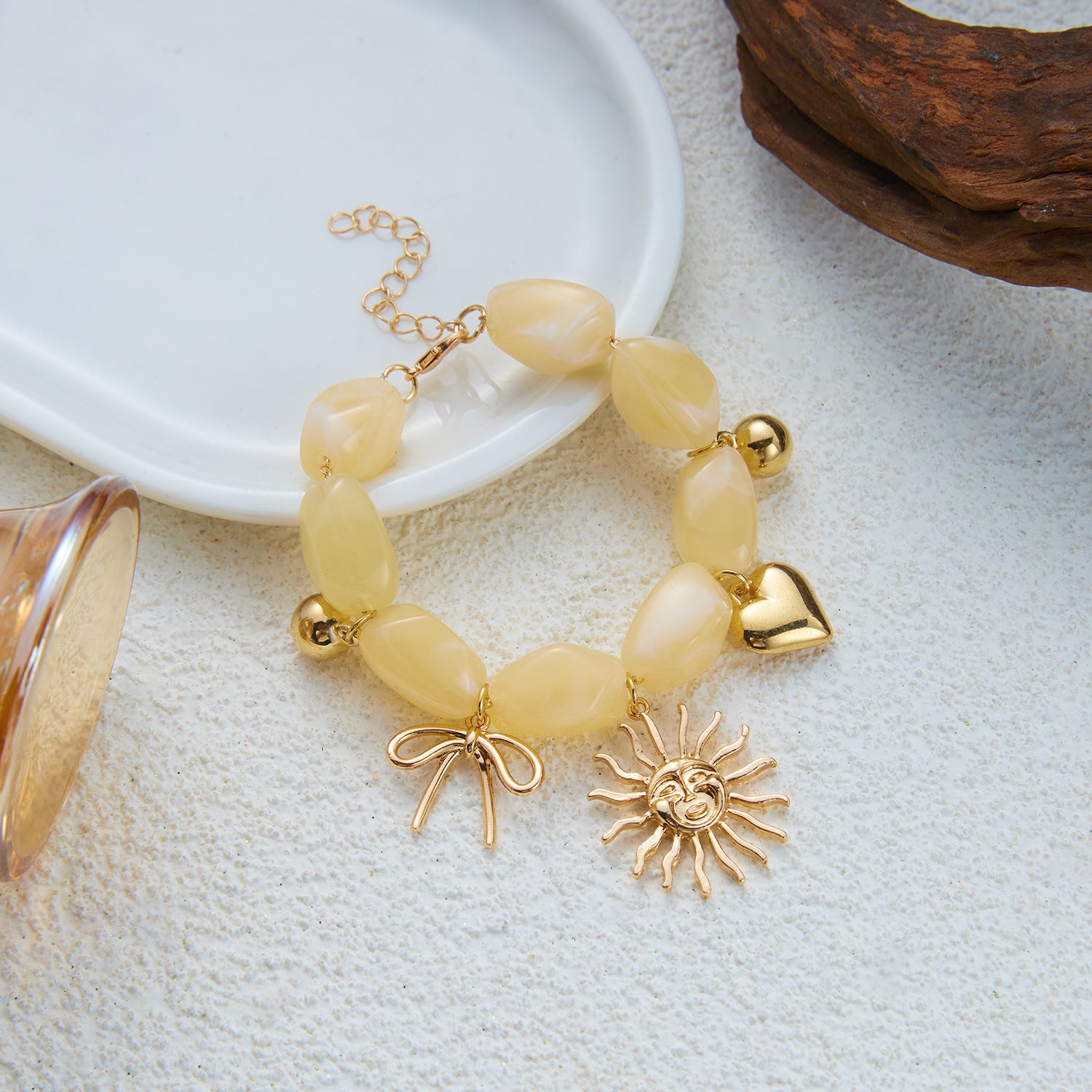 Vintage Irregular Resin Beaded Sun Pendant Bracelets 6W6JBR633