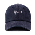 Vintage Washed Letter Heart Embroidery Baseball Cap MK2BW6W6HAT89