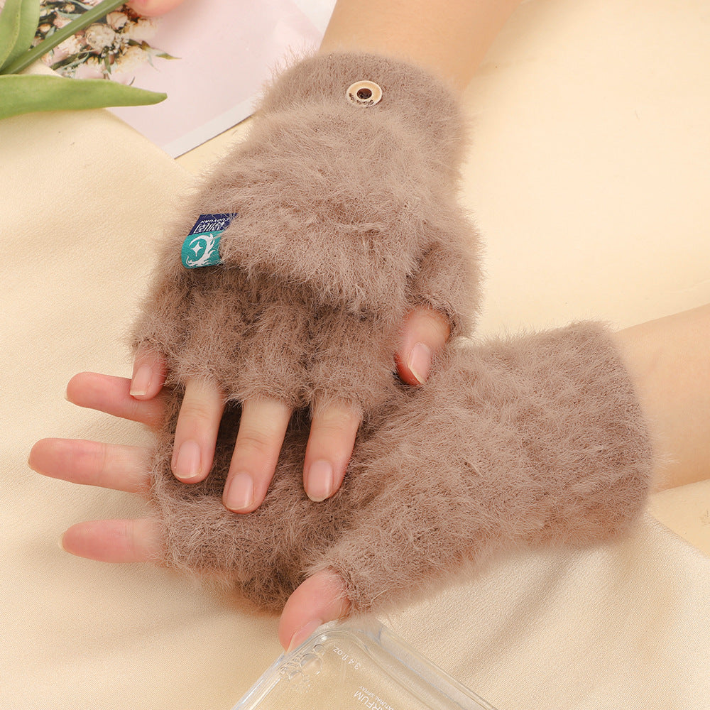 Convertible Fingerless Faux Fur Gloves - DippedShop Wholesale - #4131