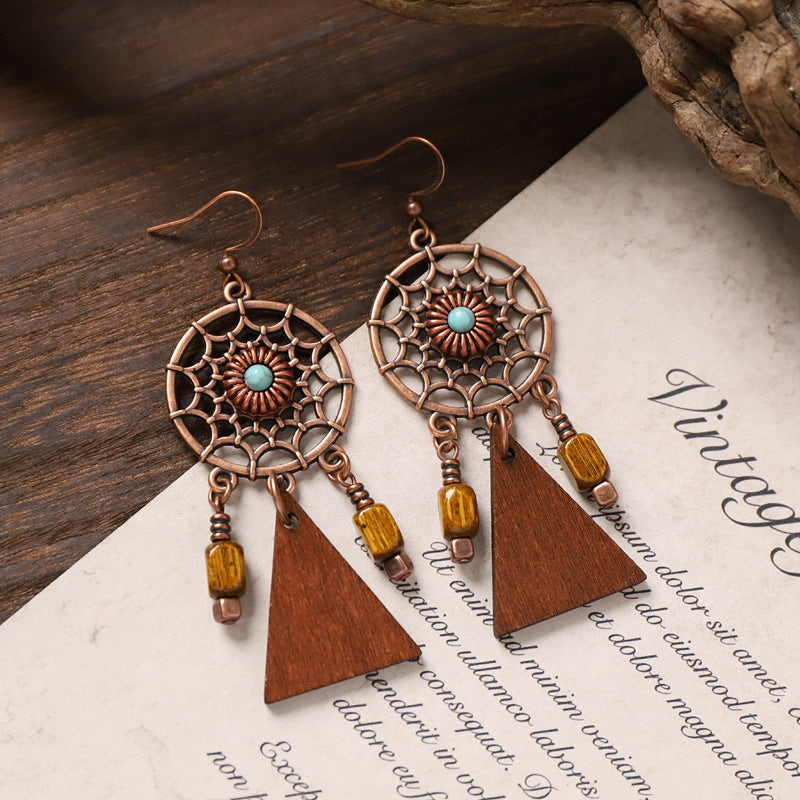 Geometric Wooden Dangle Earrings - DippedShop Wholesale - #0403
