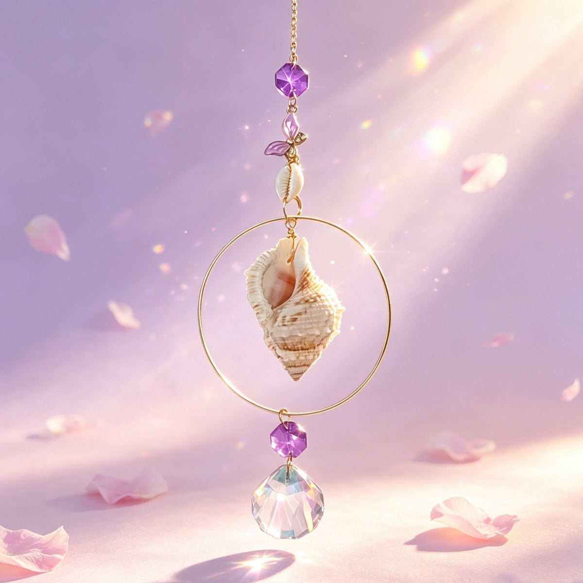 Crystal Prism Seashell Sun Catcher Wind Chime 6H7HLS209