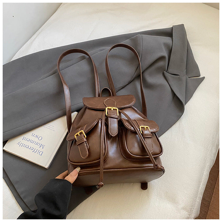 Vintage PU Flap Drawstring Backpack 6S10BBG1457