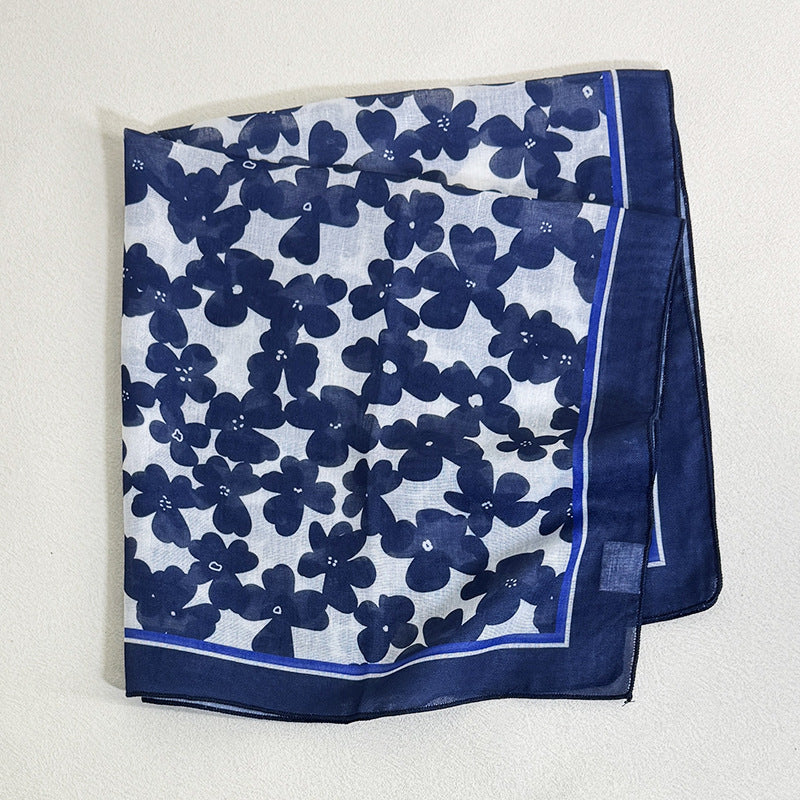 Sweet Color Block Floral Print Silk Scarf 6W6NSI182