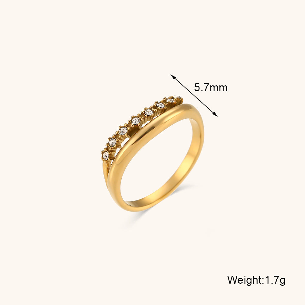 Gold Plated Cubic Zirconia Ring - DippedShop Wholesale - #7859