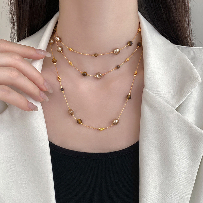 Pearl Natural Stone Necklace - DippedShop Wholesale - #1075