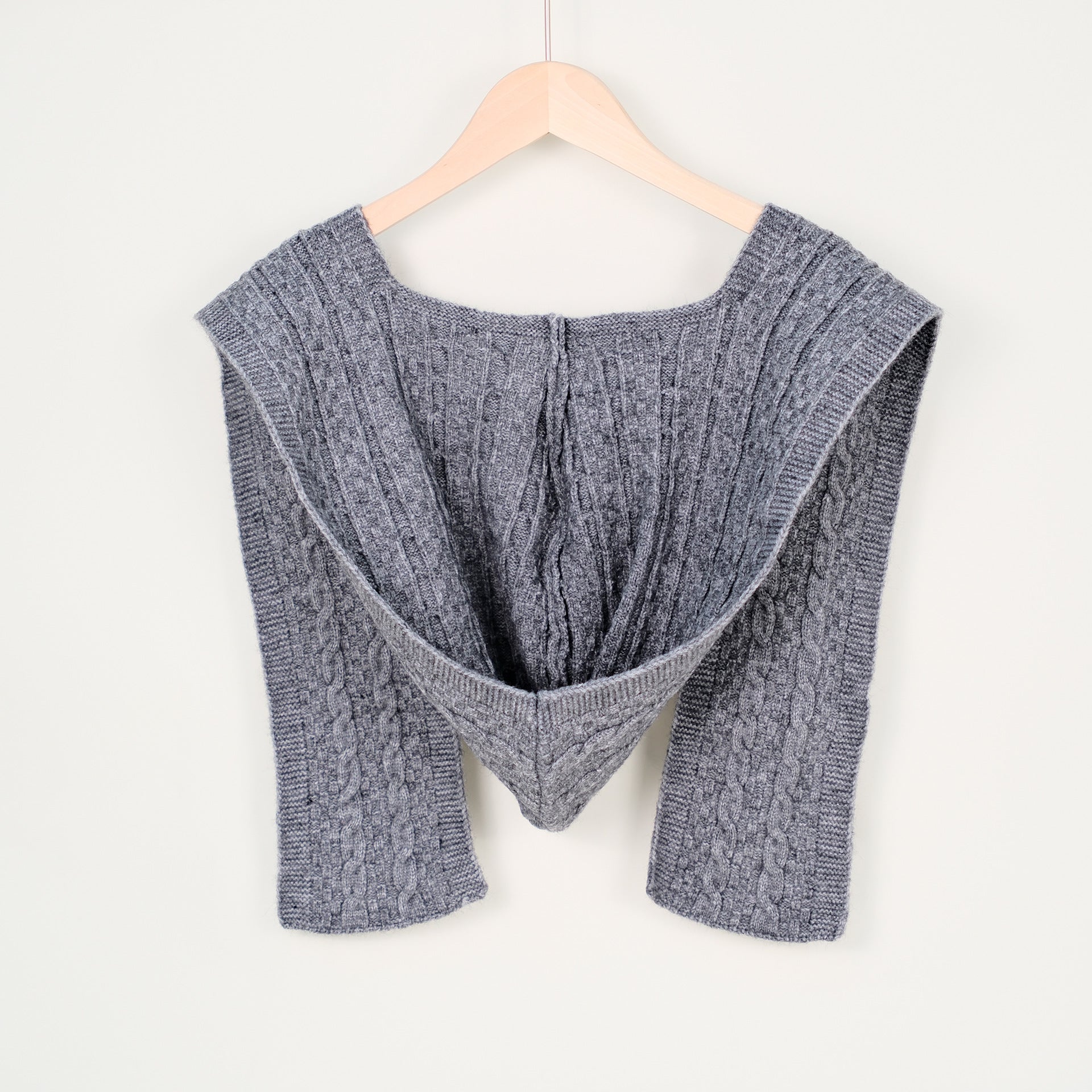 Trendy Solid Color Hooded Knit Shawl Wrap 6W6NSC57