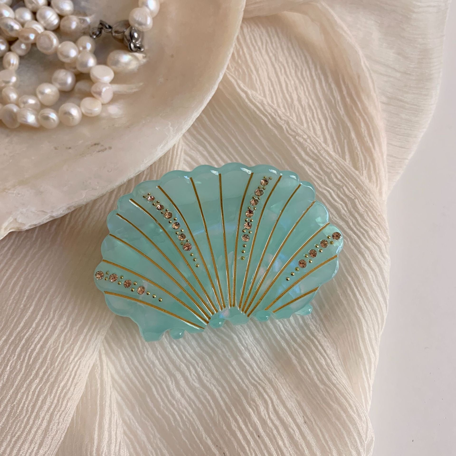 Creative Shell Shape Rhinestones Acetate Hair Clip MK2PM6W6HCP12