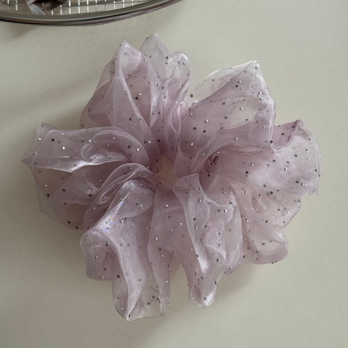 Sheer Fluffy Rhinestone Starry Mesh Hair Scrunchie MK2BLW6W6HSR22