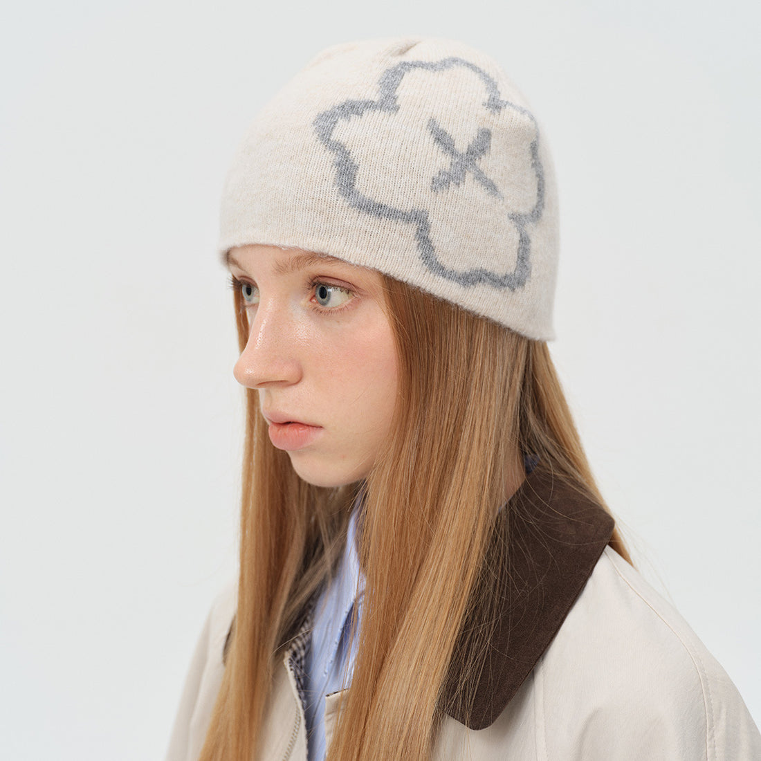 Floral Jacquard Beanie Hat - DippedShop Wholesale - #8243
