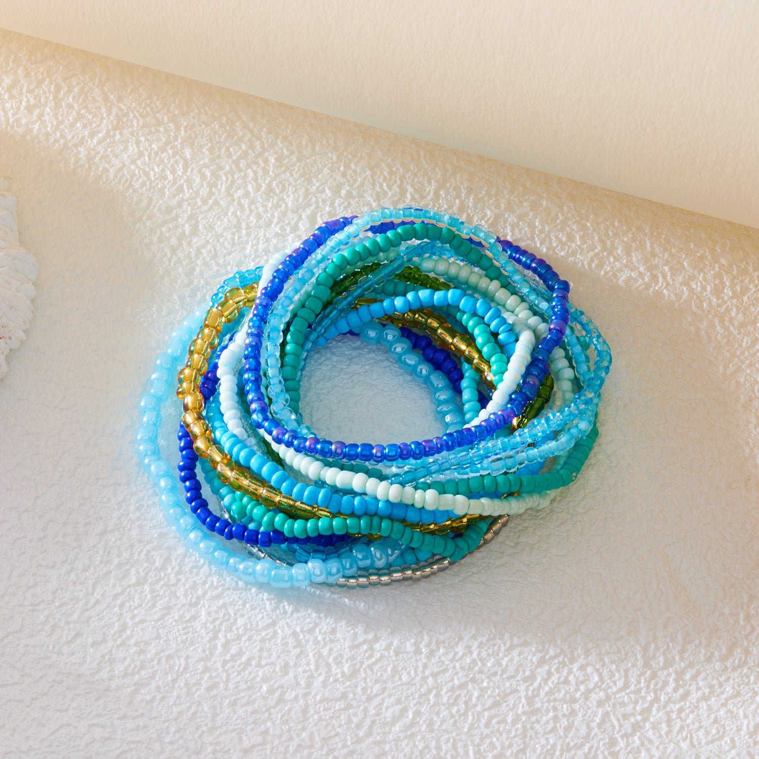 Fashion Color Block Multi-Layer Bead Bracelet Set 6W6JBR506