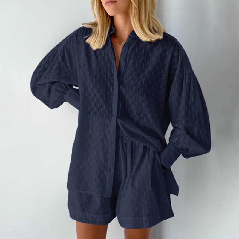 Jacquard Puff Sleeve Set - DippedShop Wholesale - #8979