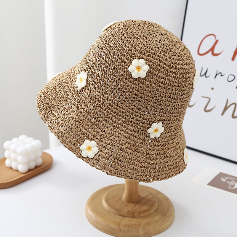 Flower Embroidery Straw Hat - DippedShop Wholesale - #7123