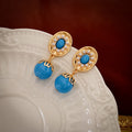 French Style Enamel Gold Plated Stud Earrings 6W6JER760