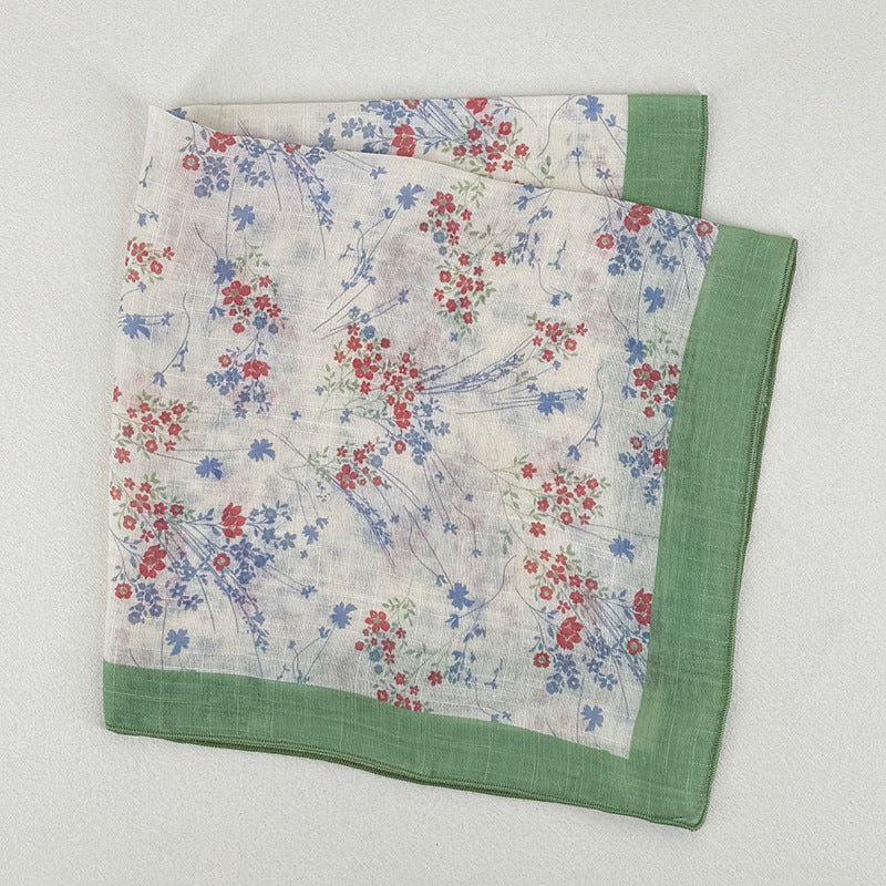 Sweet Color Block Floral Print Silk Scarf 6W6NSI182