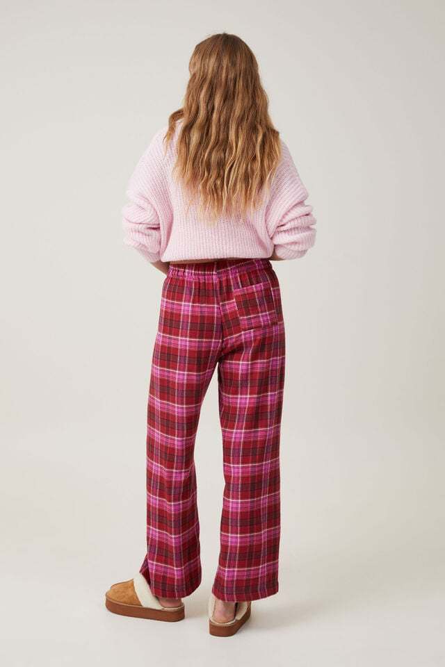 Plaid Loose Pockets Wide Leg Pants DP25C463
