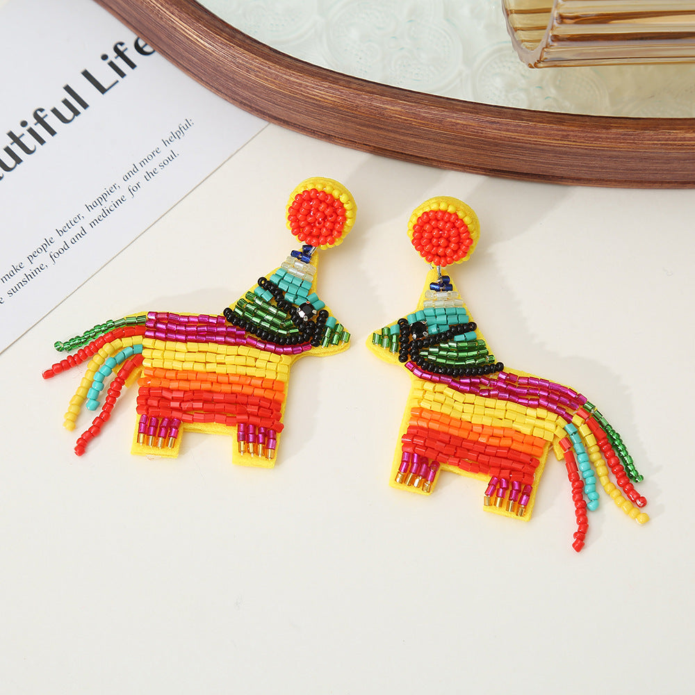 Horse Pendant Stud Earrings - DippedShop Wholesale - #4835