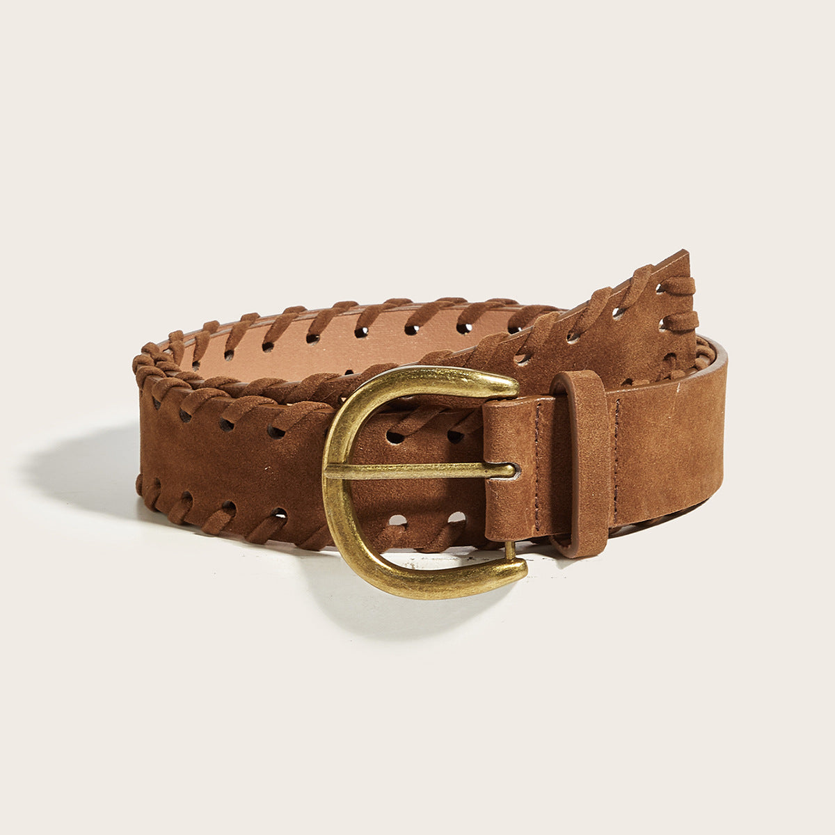 Vintage Braided Edge Pin Buckle Suede Belt MK2LEEP6W6JBT47
