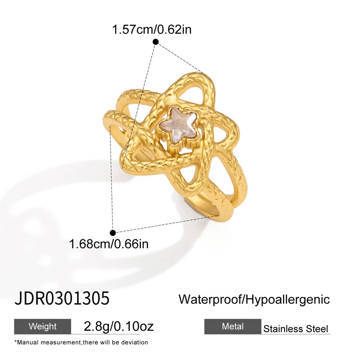 Heart Hollow Zircon Ring - DippedShop Wholesale - #3235