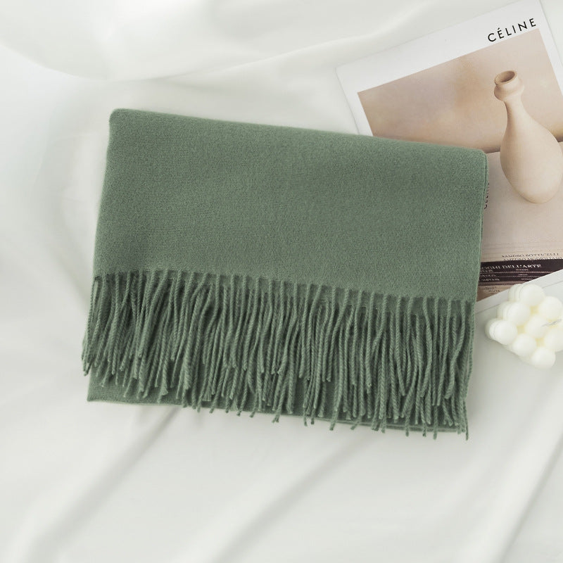 Warm Solid Color Tassel Scarf 6W6NSW305