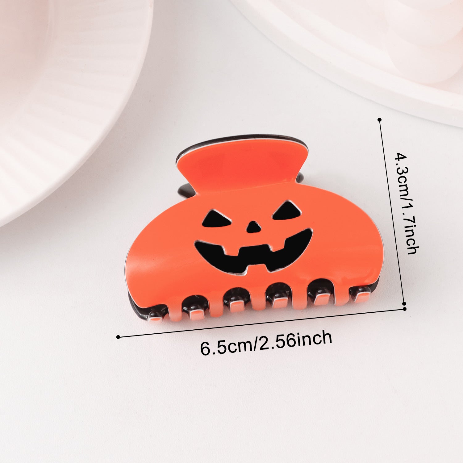 Cute Halloween Color Block Pumpkin Hair Claw 6W6HCP1311