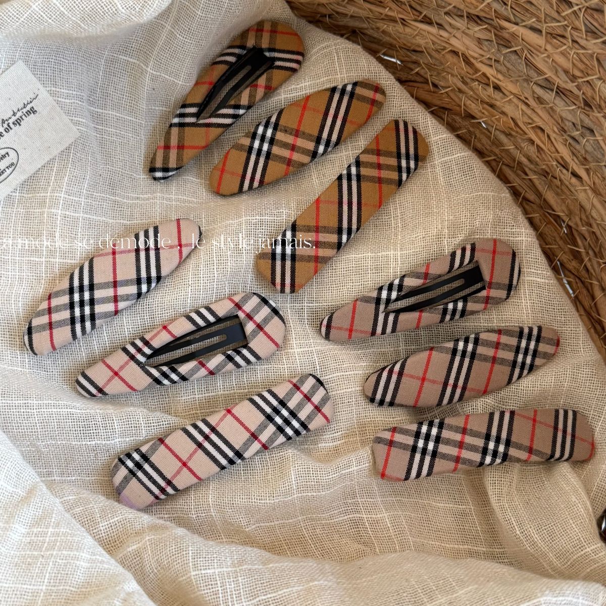 Plaid Snap Hair Clip - DippedShop Wholesale - #8867