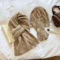 3-Piece Cable Knit Beanie Gloves Scarf  Set 6W6NSC101