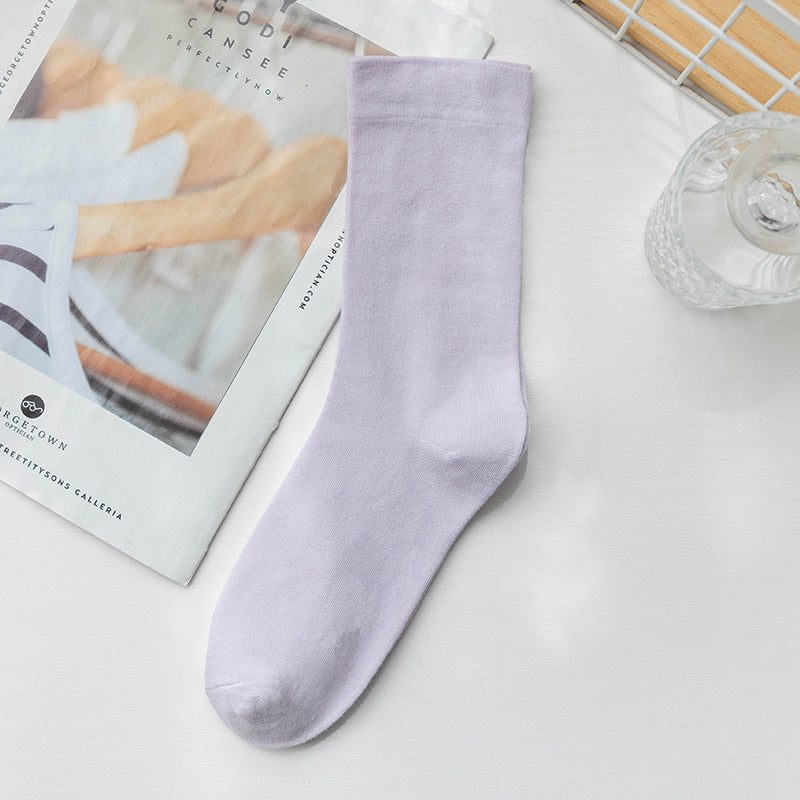 Solid Cotton Mid Calf Socks - DippedShop Wholesale - #6403
