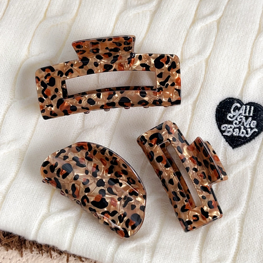 Vintage Leopard Large Square Hair Claws DP25G408