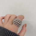 Chunky Multi-Layer Ball Beaded Open Ring 6W6JRG298
