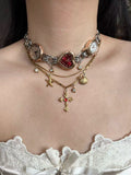 Heart Dial Layered Watch Necklace - DippedShop Wholesale - #4067