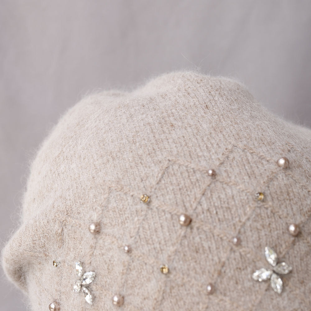Luxury Rhinestone Pearl Embroidered Knit Beanie 6W6HAT707