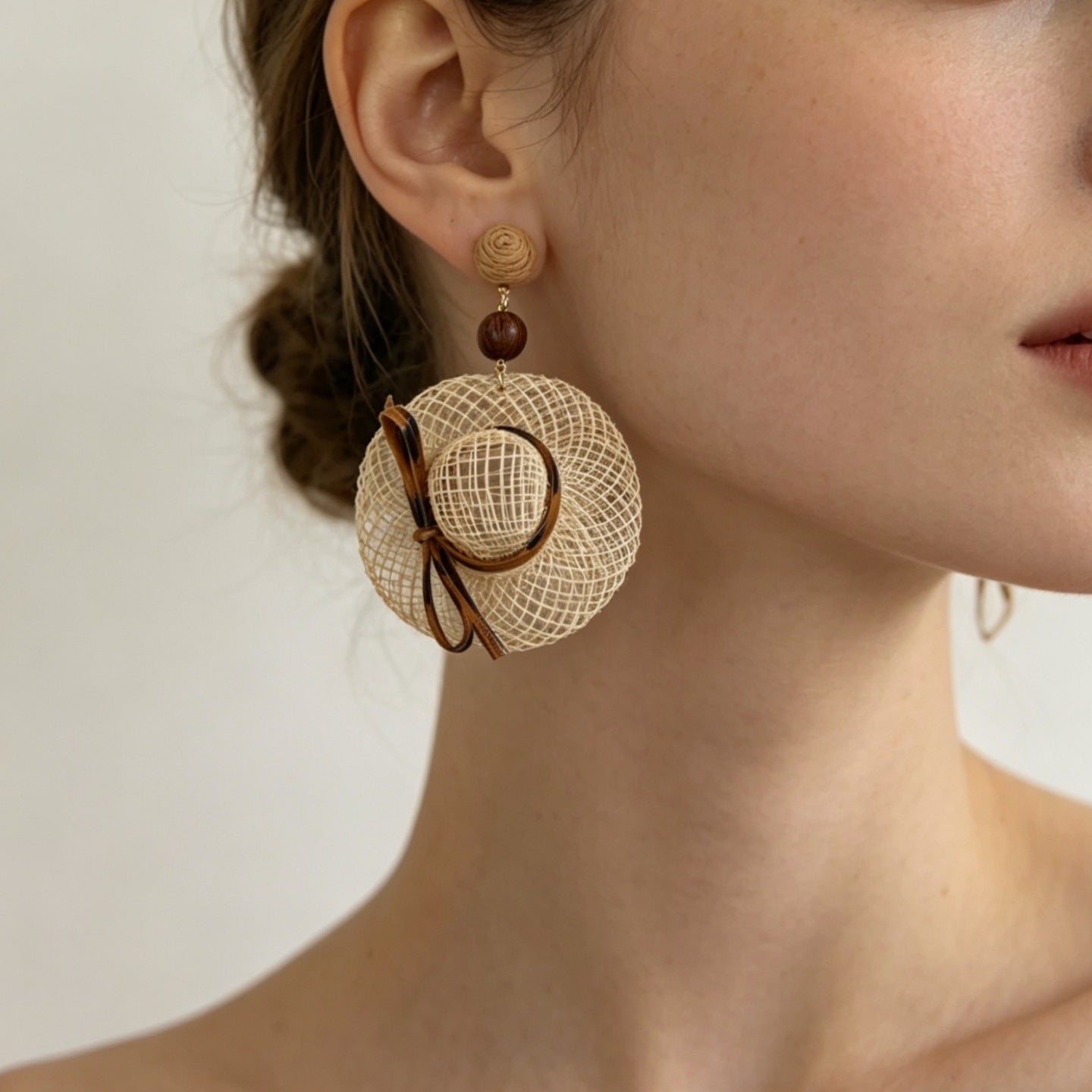Raffia Hat Dangle Earrings - DippedShop Wholesale - #3827