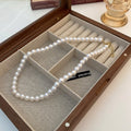 Elegant Double Layer Rhinestones Pearl Pendant Necklace 6W6JNC924