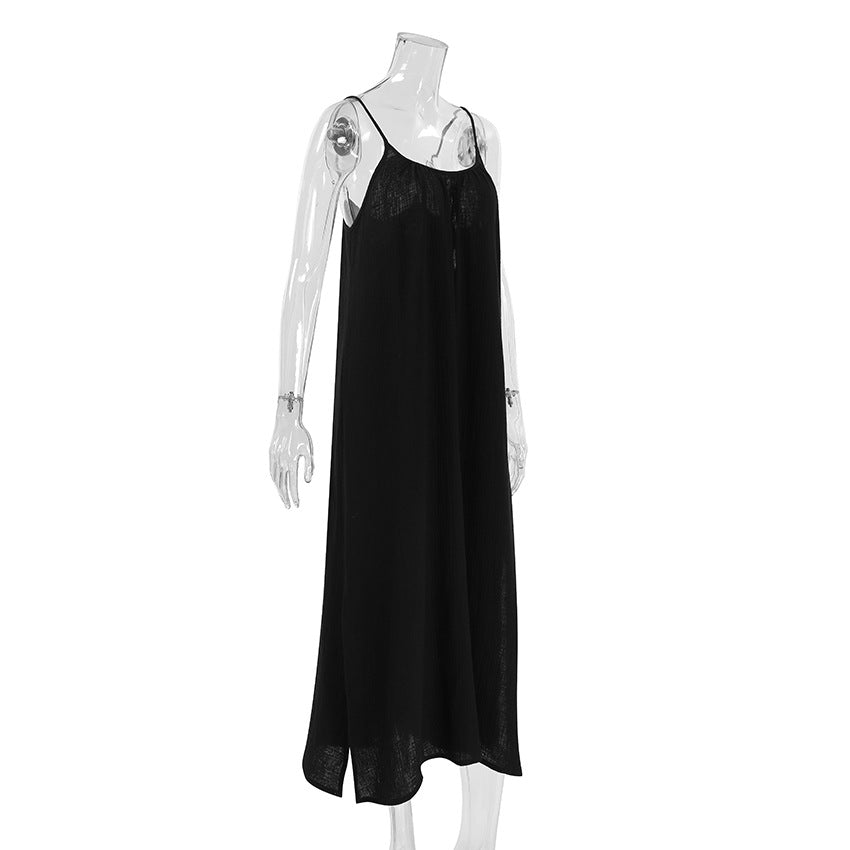 String Shoulder Split Dress - DippedShop Wholesale - #8643